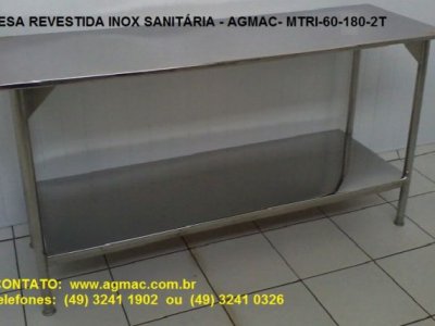 MESA REVESTIDA EM INOX - AGMAC - MTRI-60/180-2T