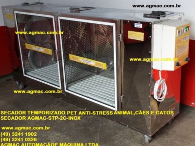 Secador Temporizado Pet - circulação de ar anti estresse p/ cães e gatos - AGMAC-STP-2C Inox